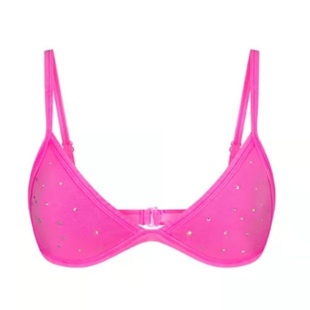 NWT SKIMS Outdoor Rhinestones Skimpy Triangle Bralette In Taffy Pink Sexy Top